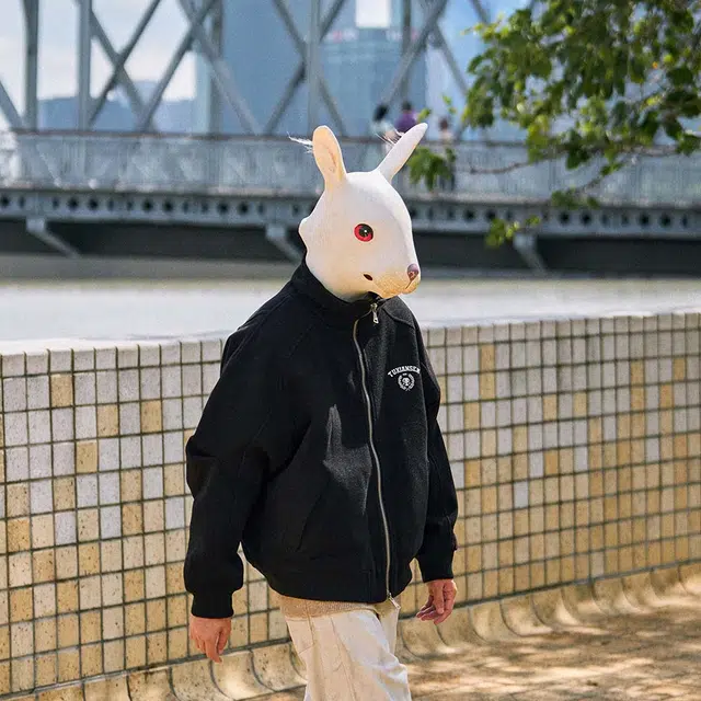 兔先森 美式复古机车风奖杯刻字时尚百搭双拉链立领宽松加厚保暖棉服 男女同款