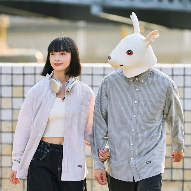 兔先森 简约休闲时尚条纹纯棉外套长袖衬衫 男女同款