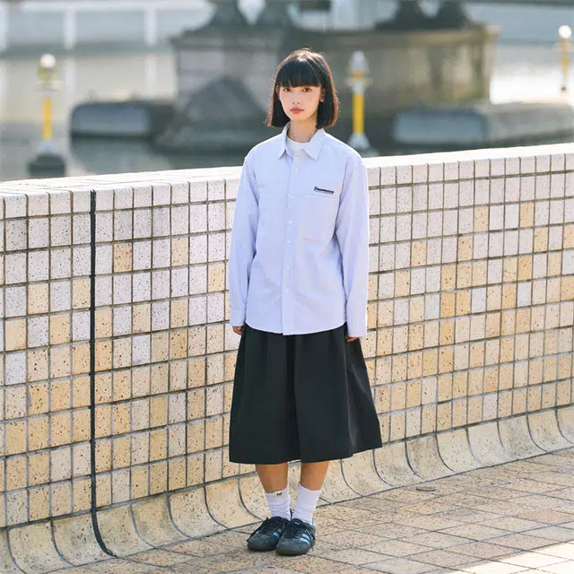 兔先森 纯棉条纹字母刺绣外套夹克长袖衬衫 男女同款