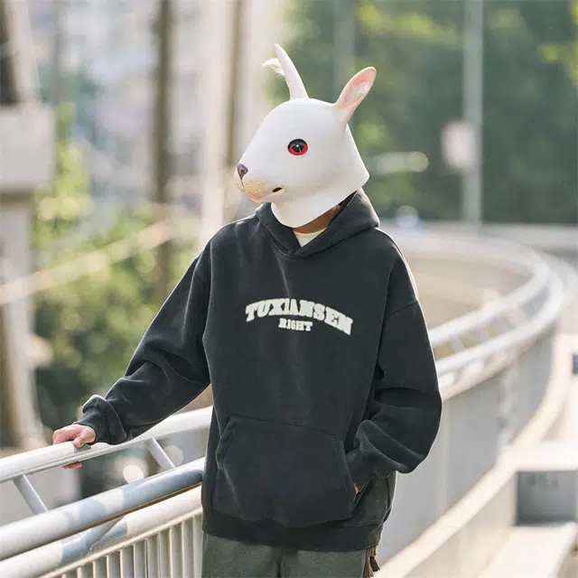 兔先森 美式高街字母印花连帽卫衣 男女同款