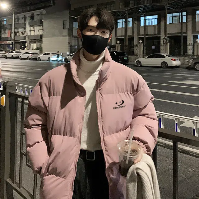 雅鹿优选 纯色基础款字母印花学院风宽松落肩面包服棉服 男女同款