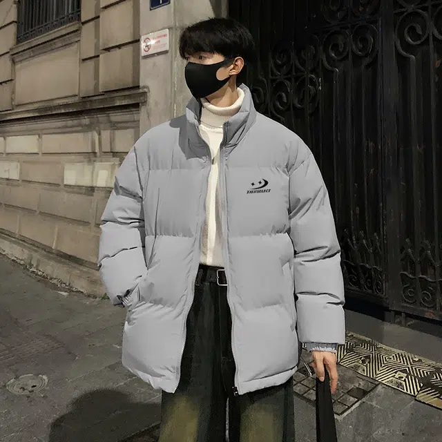 雅鹿优选 纯色基础款字母印花学院风宽松落肩面包服棉服 男女同款