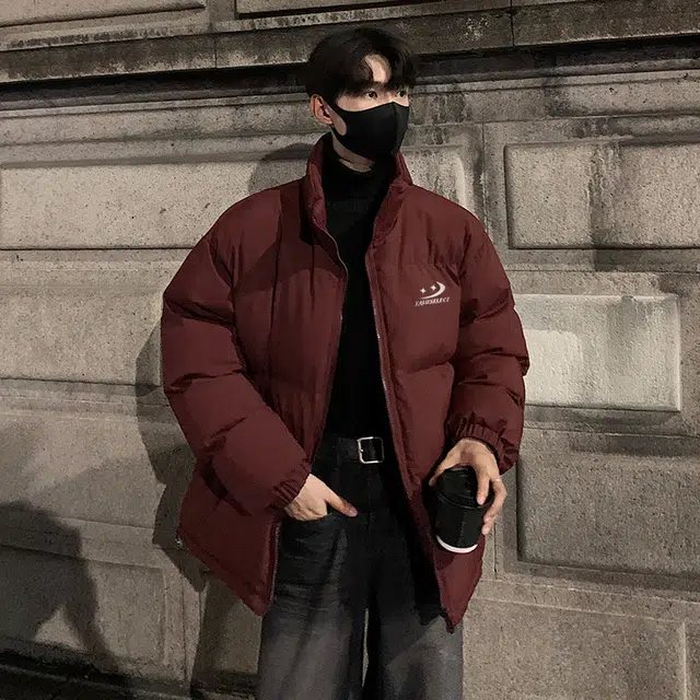 雅鹿优选 纯色基础款字母印花学院风宽松落肩面包服棉服 男女同款