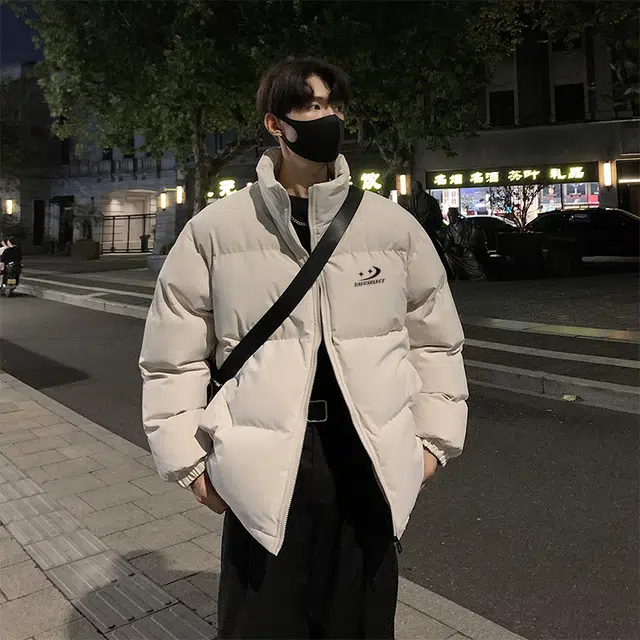 雅鹿优选 纯色基础款字母印花学院风宽松落肩面包服棉服 男女同款