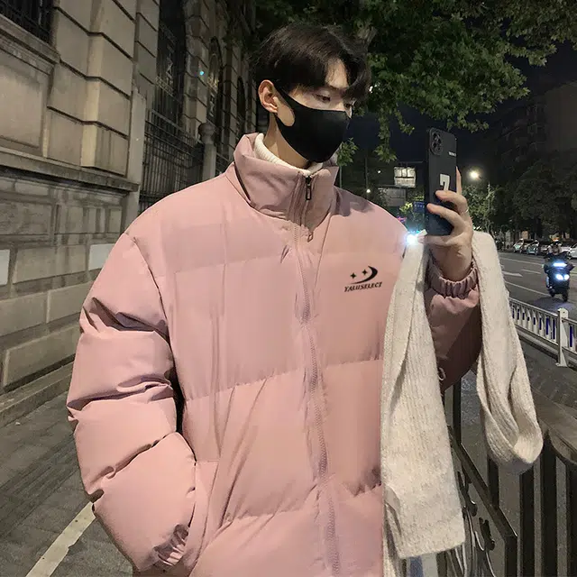 雅鹿优选 纯色基础款字母印花学院风宽松落肩面包服棉服 男女同款