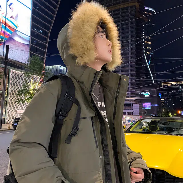 雅鹿优选 美式复古学院风工装落肩魔术贴宽松派克防风保暖山系棉服 男女同款