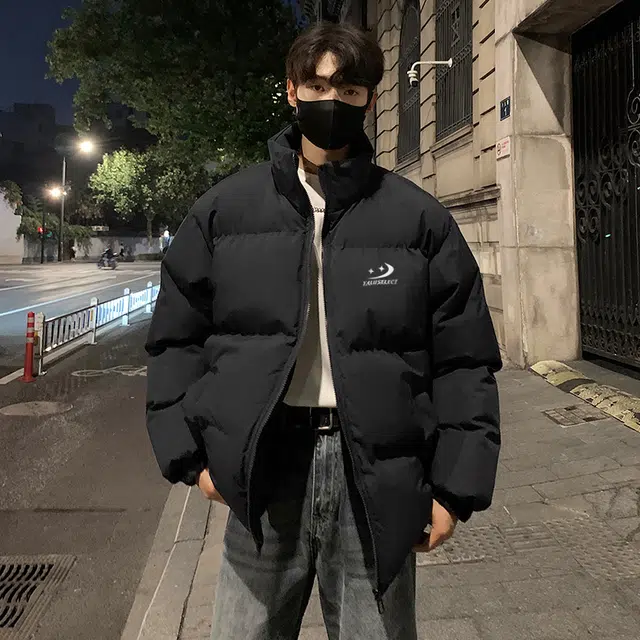 雅鹿优选 纯色基础款字母印花学院风宽松落肩面包服棉服 男女同款
