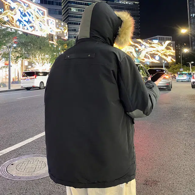 雅鹿优选 美式复古学院风工装落肩魔术贴宽松派克防风保暖山系棉服 男女同款