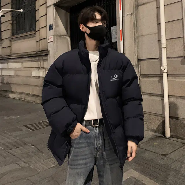 雅鹿优选 纯色基础款字母印花学院风宽松落肩面包服棉服 男女同款
