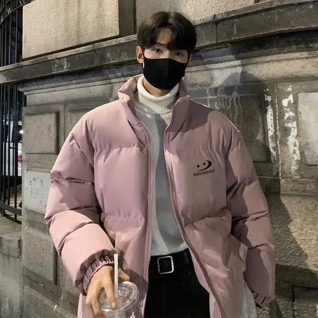 雅鹿优选 纯色基础款字母印花学院风宽松落肩面包服棉服 男女同款