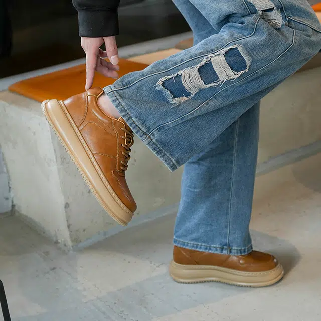 依米奴 牛剖层革 高颜值 时尚潮流 脚感舒适 低调 休闲鞋 男款