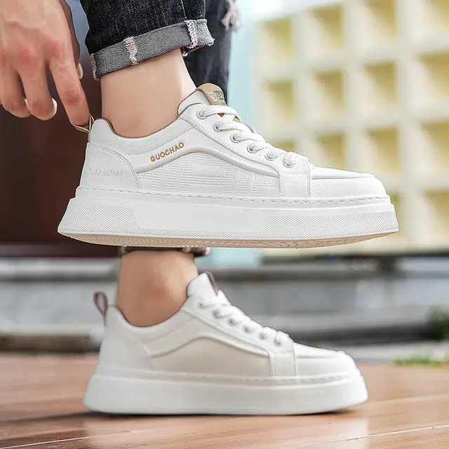 依米奴 牛皮 真皮质感 高颜值 时尚潮流 舒适百搭 日常通勤 简约 厚底增高 雅痞帅气 小众个性 低调 透气耐磨减震增高防水 低帮 板鞋 男款