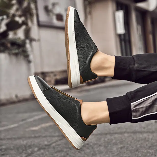 依米奴 牛皮 时尚百搭气质潮流 防滑 低帮 板鞋 男款