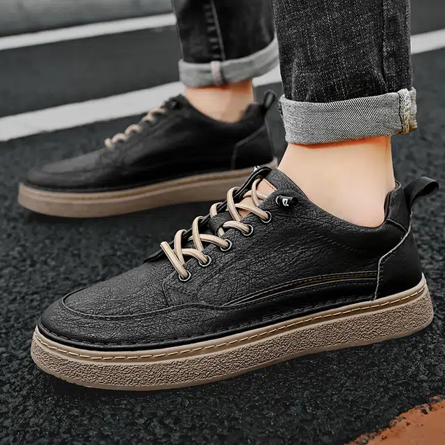 依米奴 牛皮 真皮 高颜值 复古经典 英伦风 时尚潮流 防滑 防磨耐穿 学生 年轻 帅气 脚感舒适 日常百搭通勤 低帮 板鞋 男款