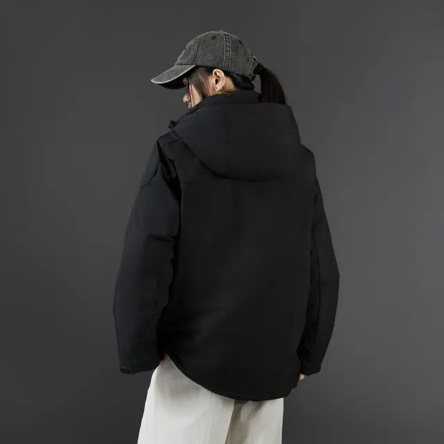 雅鹿优选 户外山系工装反光条拼接撞色聚热石墨烯加厚防风保暖连帽开衫棉服夹克外套 男女同款