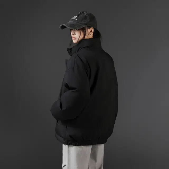 雅鹿优选 纯色拼接字母防风门襟加厚立领休闲百搭户外开衫棉服夹克外套 男女同款