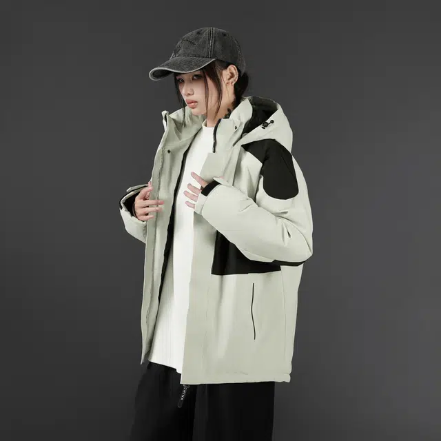 雅鹿优选 户外山系工装反光条拼接撞色聚热石墨烯加厚防风保暖连帽开衫棉服夹克外套 男女同款