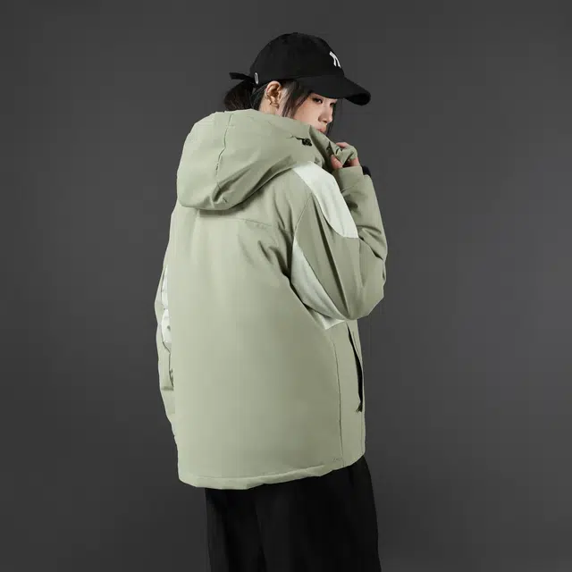 雅鹿优选 户外山系工装反光条拼接撞色聚热石墨烯加厚防风保暖连帽开衫棉服夹克外套 男女同款