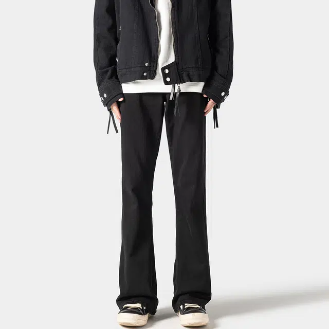 哲源 美式复古高街风休闲水洗做旧废土风设计感春秋直筒裤潮牌百搭宽松舒适日常通勤显高显瘦阔腿微喇牛仔裤 男女同款