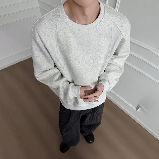 哲源 美式解构拼接外套男款春秋设计感简约纯色基础款套头衫潮流百搭宽松舒适休闲痞帅圆领卫衣 男女同款