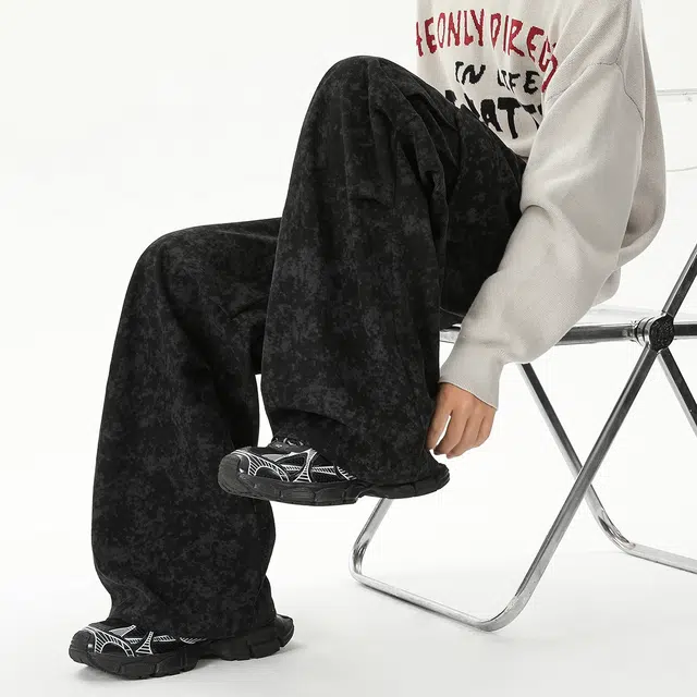 哲源 美式复古高街风长裤褶皱大口袋户外山系中腰松紧系带设计感工装裤潮牌百搭宽松舒适日常通勤显高显瘦直筒阔腿休闲裤 男女同款