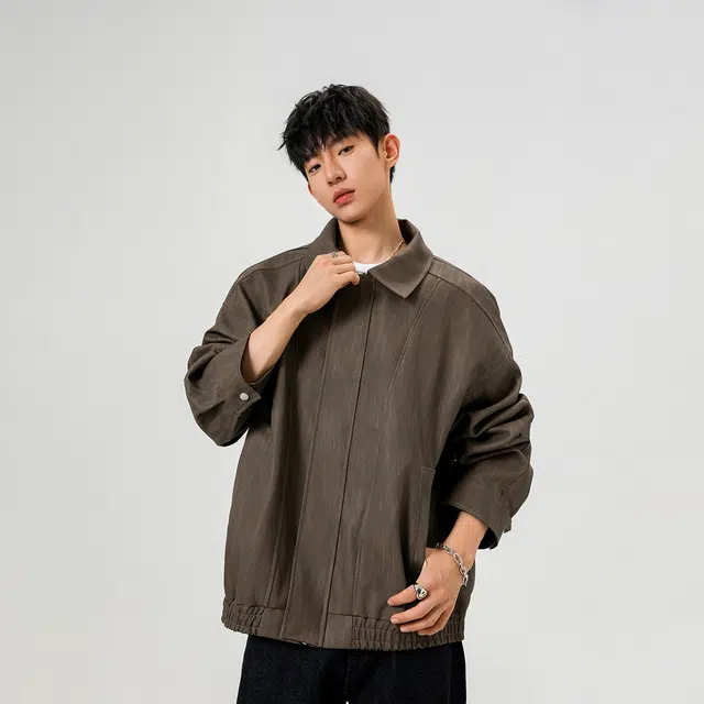 哲源 美式复古高街风上衣秋季扎染翻领做旧设计感简约外套潮牌百搭宽松大码潮流痞帅飞行员休闲夹克 男女同款