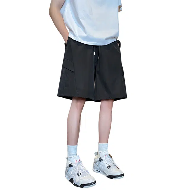 哲源 美式高街潮流山系户外机能简约纯色透气高级感无性别主义宽松阔脚凉感耐磨运动舒适轻薄五分休闲短裤 男女同款