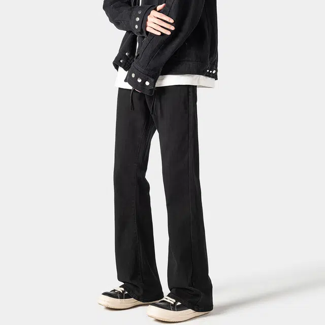 哲源 美式复古高街风休闲水洗做旧废土风设计感春秋直筒裤潮牌百搭宽松舒适日常通勤显高显瘦阔腿微喇牛仔裤 男女同款