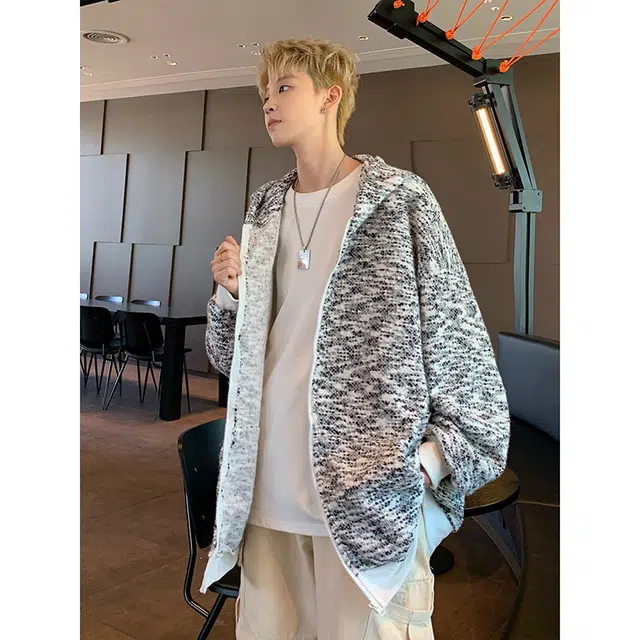 哲源 美式高街甜酷风少年感个性简约彩色圆点点缀设计感上衣潮牌百搭宽松舒适大码慵懒感时髦针织休闲连帽卫衣 男女同款