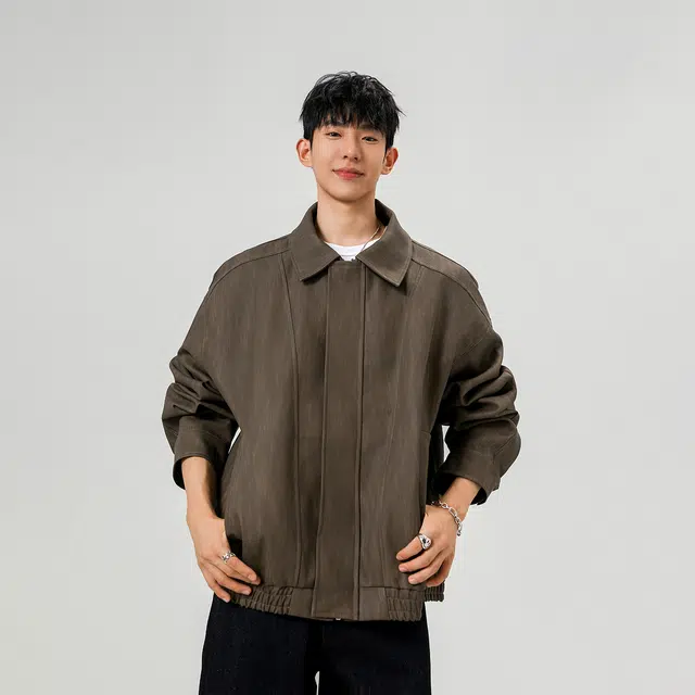 哲源 美式复古高街风上衣秋季扎染翻领做旧设计感简约外套潮牌百搭宽松大码潮流痞帅飞行员休闲夹克 男女同款