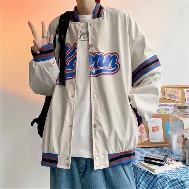 哲源 美式复古嘻哈风棒球服拼接撞色字母印花设计感春秋外套潮牌百搭宽松舒适日常通勤潮流痞帅飞行员休闲夹克 男女同款