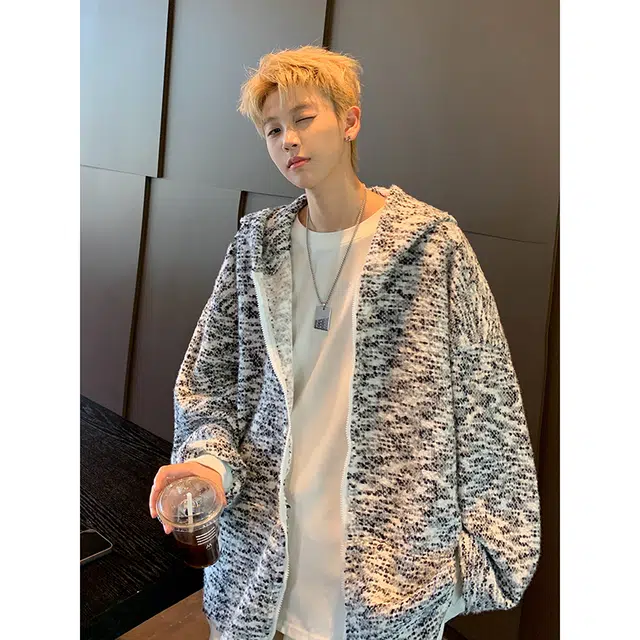 哲源 美式高街甜酷风少年感个性简约彩色圆点点缀设计感上衣潮牌百搭宽松舒适大码慵懒感时髦针织休闲连帽卫衣 男女同款