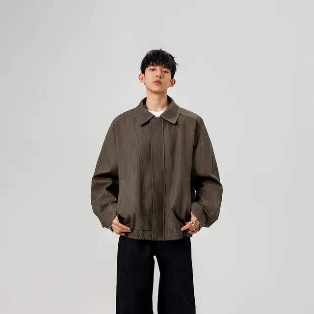 哲源 美式复古高街风上衣秋季扎染翻领做旧设计感简约外套潮牌百搭宽松大码潮流痞帅飞行员休闲夹克 男女同款