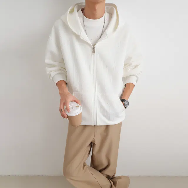 哲源 美式复古简约拉链连帽潮牌百搭宽松舒适开衫休闲卫衣 男女同款