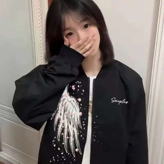 哲源 美式复古高街棒球服玫瑰羽翼立体印花字母刺绣设计感男款春秋外套潮牌百搭宽松舒适日常通勤潮流痞帅休闲卫衣 男女同款