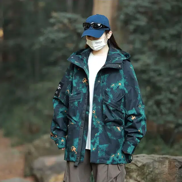 哲源 美式复古山系户外登山多口袋纯色简约设计感工装外套潮牌百搭宽松舒适防风防水无性别主义连帽长袖夹克 男女同款