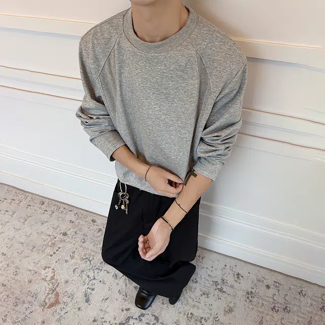 哲源 美式复古高街纯色简约风螺纹拼接双侧三角裁剪设计感上衣潮牌百搭宽松舒适慵懒垂感休闲卫衣 男女同款