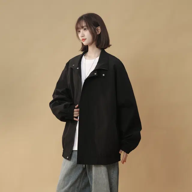 哲源 美式复古基础款上衣纯色简约立领设计感男款春秋工装外套潮牌百搭宽松舒适日常通勤廓形痞帅高级感休闲夹克 男女同款