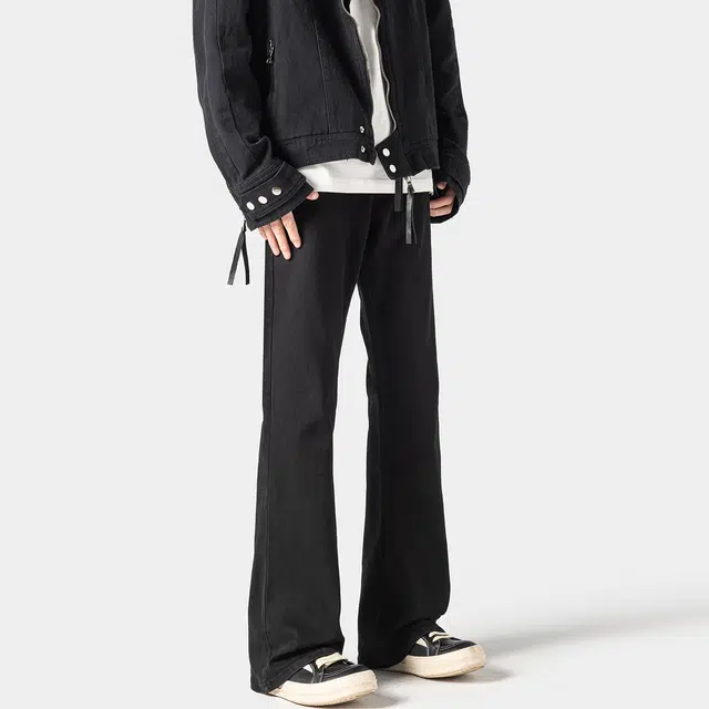 哲源 美式复古高街风休闲水洗做旧废土风设计感春秋直筒裤潮牌百搭宽松舒适日常通勤显高显瘦阔腿微喇牛仔裤 男女同款