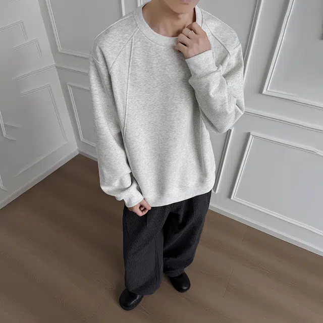 哲源 美式解构拼接外套男款春秋设计感简约纯色基础款套头衫潮流百搭宽松舒适休闲痞帅圆领卫衣 男女同款