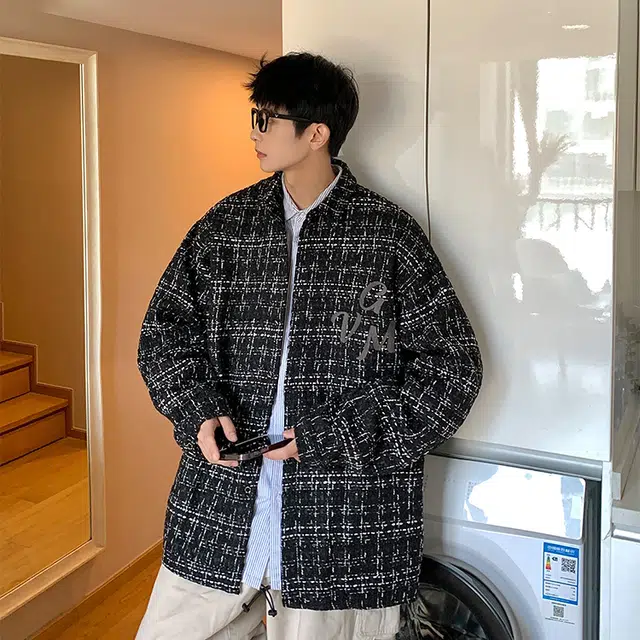 哲源 美式高街复古小香风字母格子扎染星星图案印花设计感潮牌百搭宽松日常通勤时尚高级感休闲夹克 男女同款
