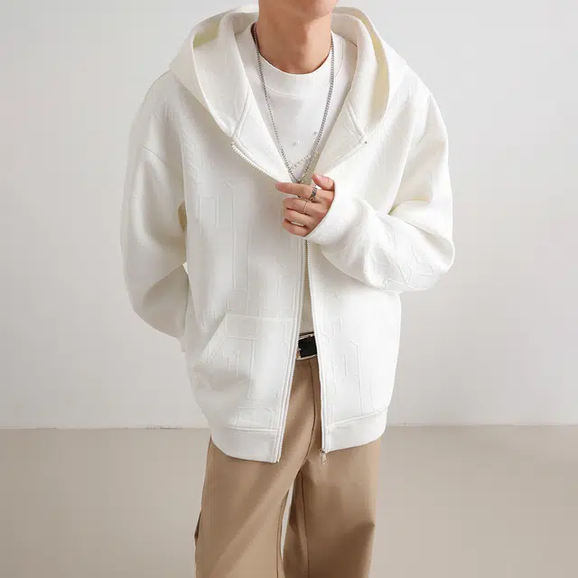 哲源 美式复古简约拉链连帽潮牌百搭宽松舒适开衫休闲卫衣 男女同款
