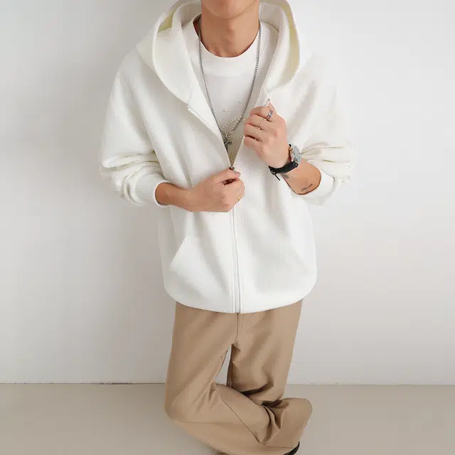 哲源 美式复古简约拉链连帽潮牌百搭宽松舒适开衫休闲卫衣 男女同款