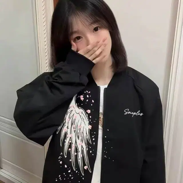 哲源 美式复古高街棒球服玫瑰羽翼立体印花字母刺绣设计感男款春秋外套潮牌百搭宽松舒适日常通勤潮流痞帅休闲卫衣 男女同款