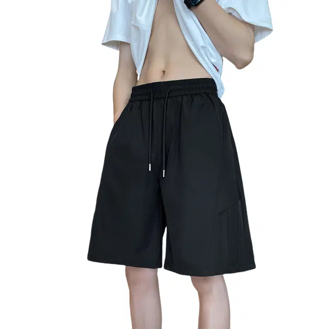 哲源 美式高街潮流山系户外机能简约纯色透气高级感无性别主义宽松阔脚凉感耐磨运动舒适轻薄五分休闲短裤 男女同款