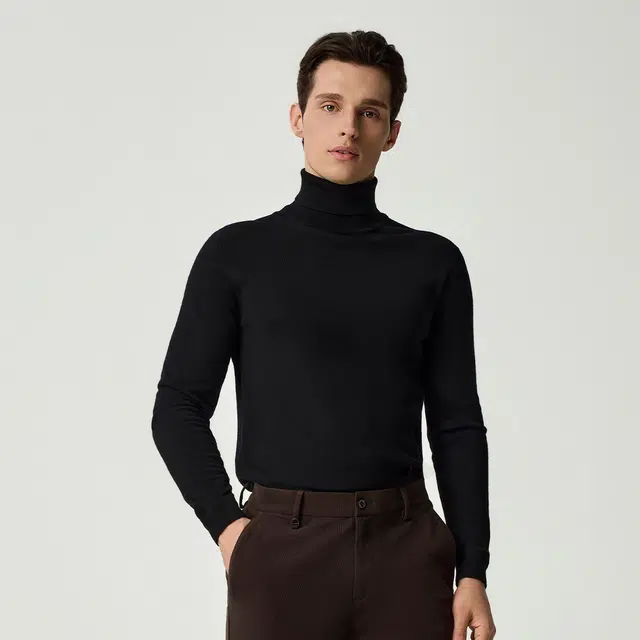 迪柯尼 商场同款通勤系列 冬季保暖高领简约高品质舒适蓄热弹力通勤百搭简约纯色商务外穿内搭羊毛针织毛衣 男款