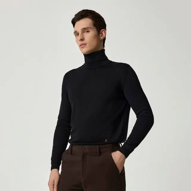 迪柯尼 商场同款通勤系列 冬季保暖高领简约高品质舒适蓄热弹力通勤百搭简约纯色商务外穿内搭羊毛针织毛衣 男款