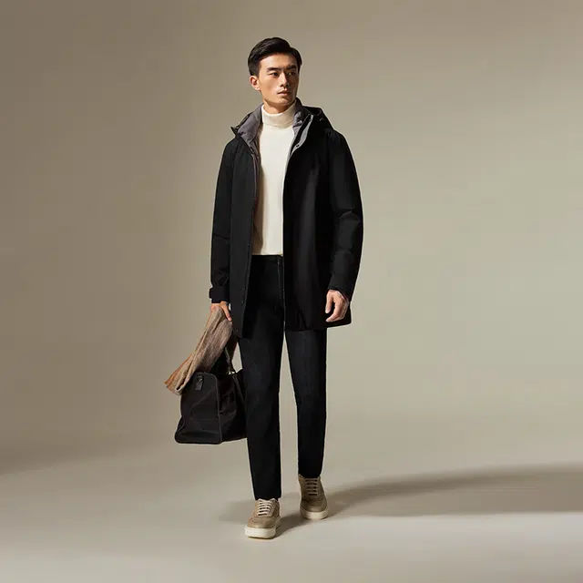 迪柯尼 商务休闲保暖羽绒服 男款 黑色