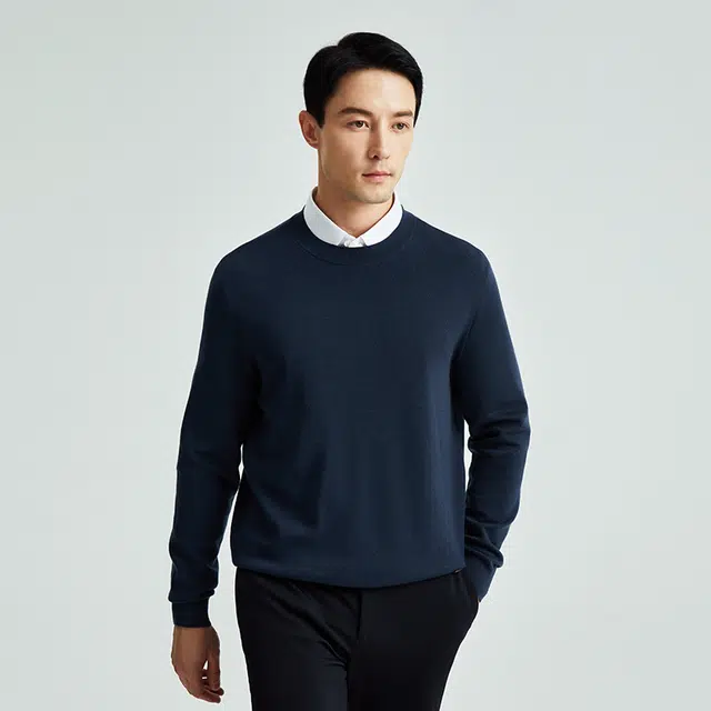 迪柯尼 纯色圆领长袖针织衫 男款
