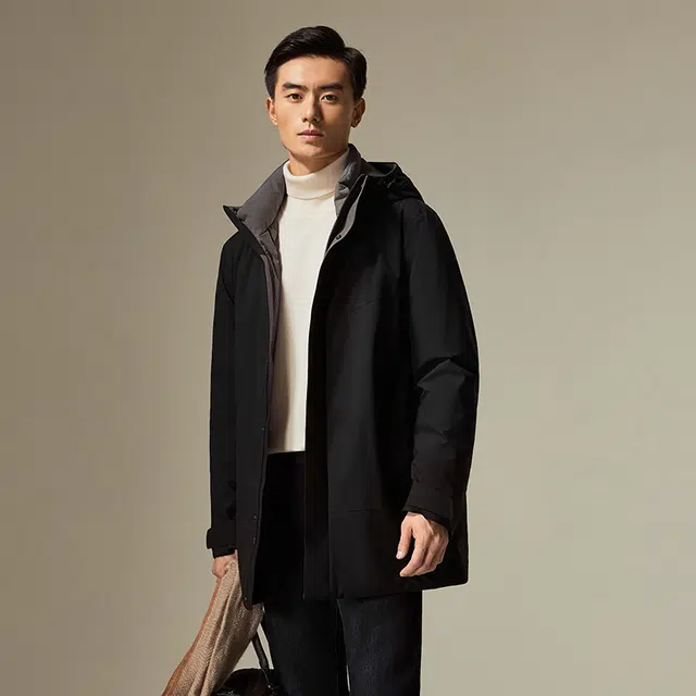 迪柯尼 商务休闲保暖羽绒服 男款 黑色